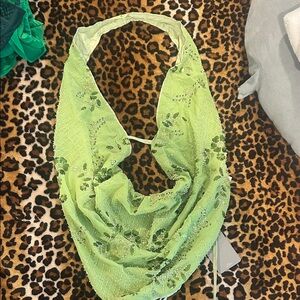 Light Green Embellished Halter Scarf Necklace